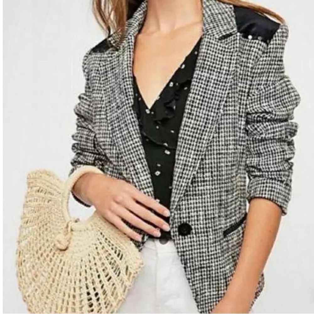 Free People Rodeo Velvet Houndstooth Blazer Small